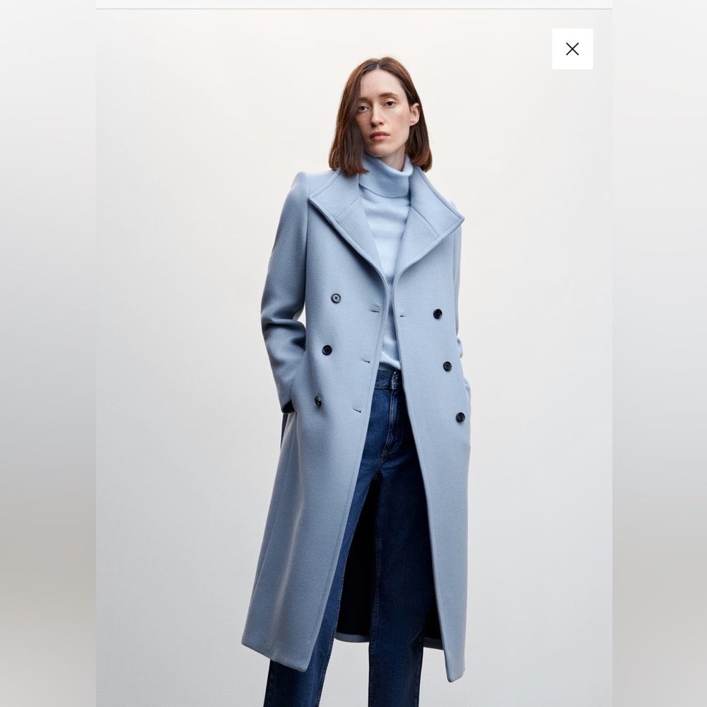 Mango Blue Double-Breasted Coat - Picture 17 of 17